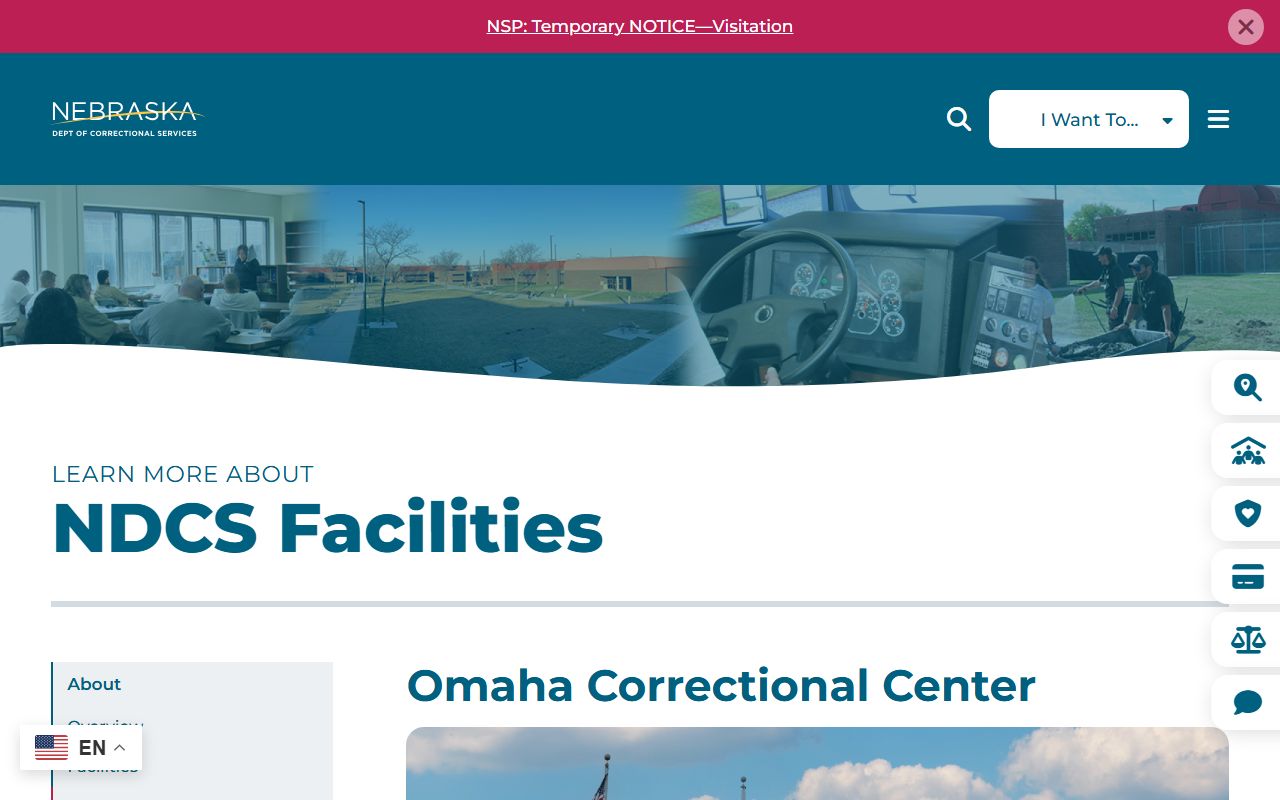 Omaha Correctional Center state prison facility and inmate population page